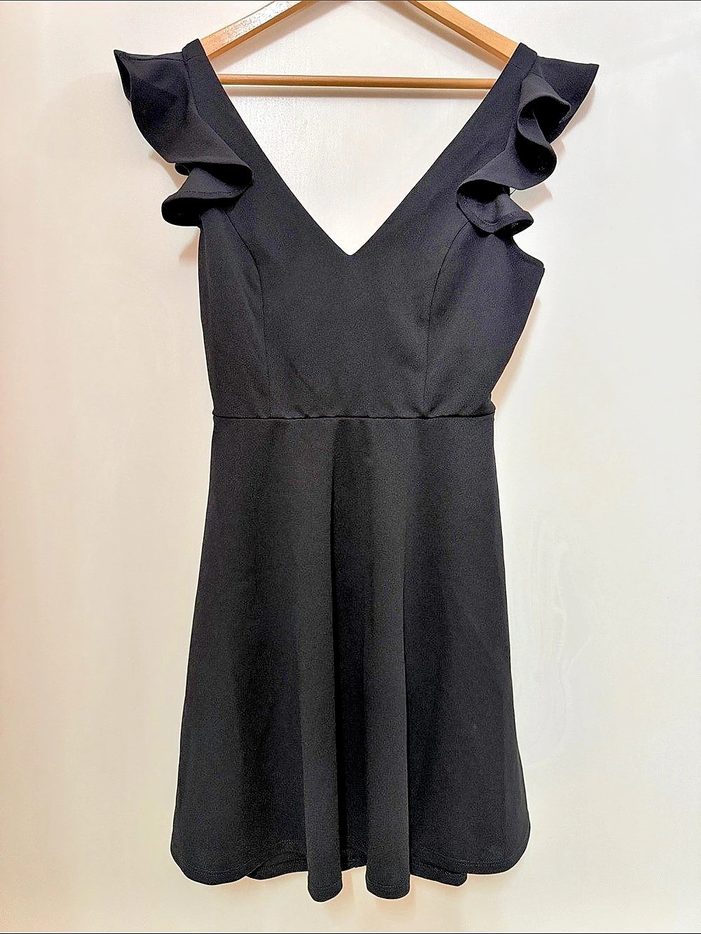 Mi Ami Black Ruffle Mini Dress Size Medium